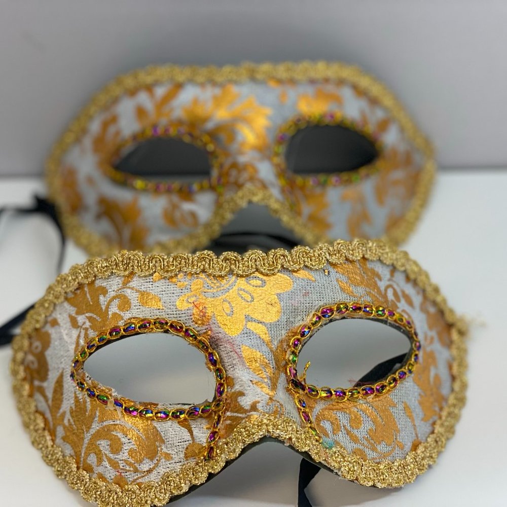 Mascarade Mask Multiple Colors with Gold Accent w/Beautiful Detail